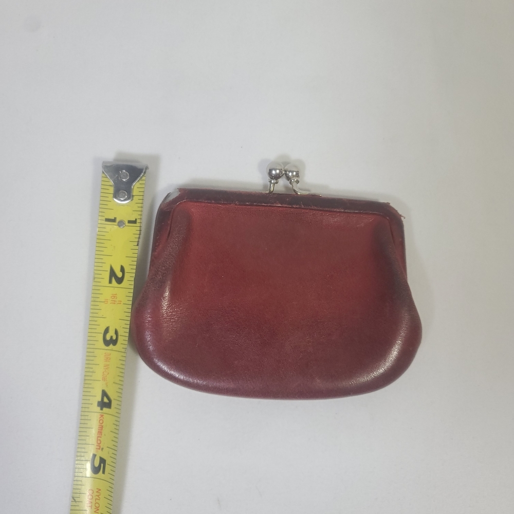 RARE Vintage Coach Kisslock Coin Change Purse Wallet Red Leather No. 7155 - Picture 9 of 10